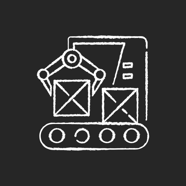 生产线粉笔白色图标上的黑色背景图片下载