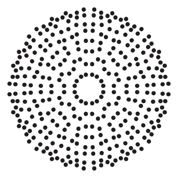 白色背景上孤立的装饰性圆形点花。图片下载