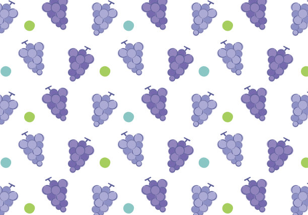 可爱的手绘背景与葡萄图案/水平图片下载