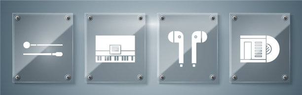 设置唱片，空气耳机，钢琴和鼓图片下载