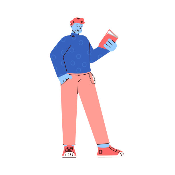 读着书稿的青年人物图片下载