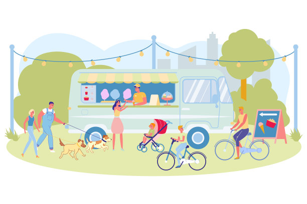 夏季娱乐休闲城市公园卡通图片下载