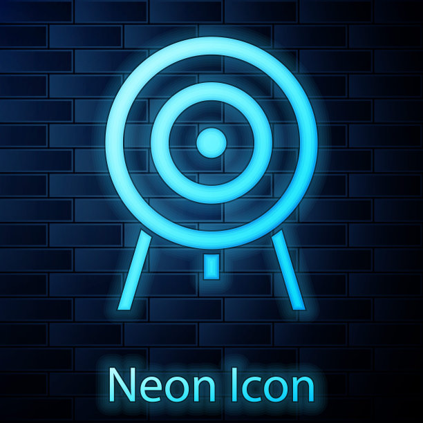 目标图标孤立在砖墙背景上。飞镖靶信号。射箭板图标。圆靶信号。业务目标的概念。向量图片下载