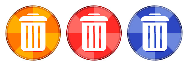 Bin icon burst light round button set插图图片下载