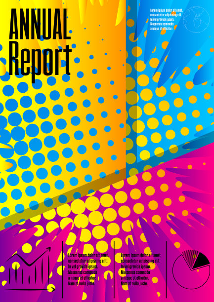 漫画风格的年度报告，抽象的商业传单模板设计。图片下载