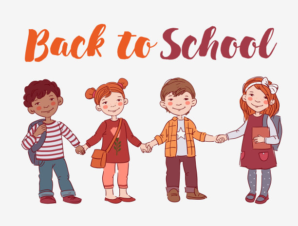 有书的可爱孩子。回到学校向量的概念。快乐的男孩女孩们图片下载