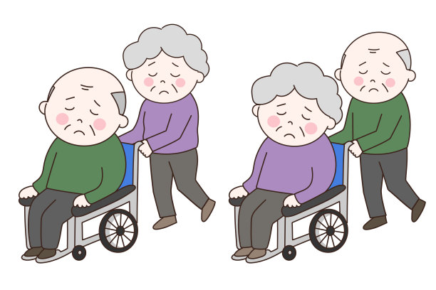 坐在轮椅上的压力老人。图片下载