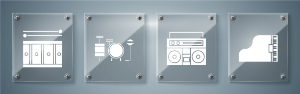 设置有两个扬声器的三角钢琴家庭立体声音响图片下载