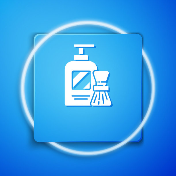 白色剃须凝胶泡沫和刷子图标孤立图片下载