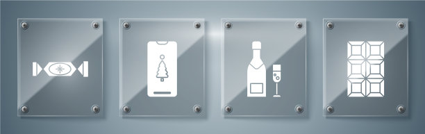 设置巧克力棒香槟酒瓶和玻璃杯图片下载