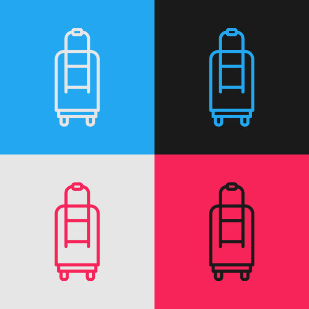 波普艺术系列旅行箱为旅行偶像孤立上图片下载