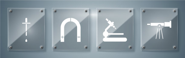 设置望远镜、显微镜、磁铁和移液管图片下载