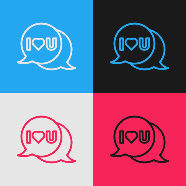 波普艺术线演讲泡泡与文字我爱你图片下载