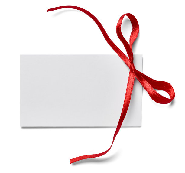 注意贺卡的红丝带图片下载