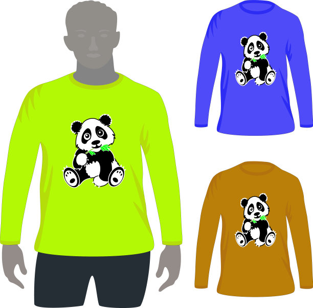 熊猫形象的长袖T恤图片下载