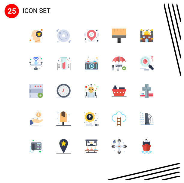 移动界面平色设25个象形图图片下载