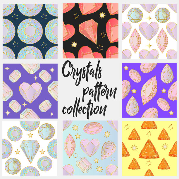 无缝图案的彩色宝石和宝石图片下载