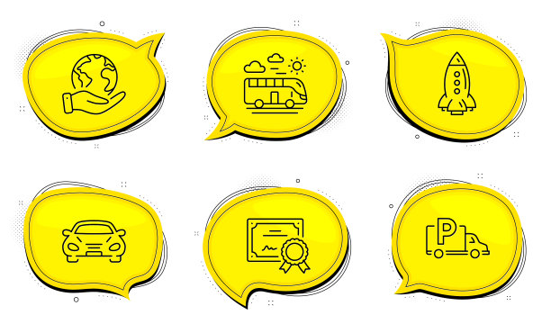 火箭巴士旅行和汽车图标设置卡车图片下载