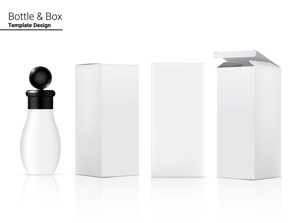 瓶子模拟逼真的护肤和3盒的一面图片下载