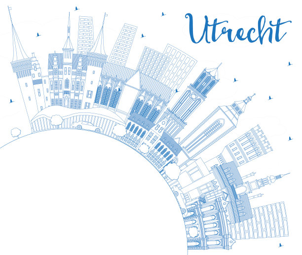 勾勒荷兰乌得勒支城市的天际线图片下载