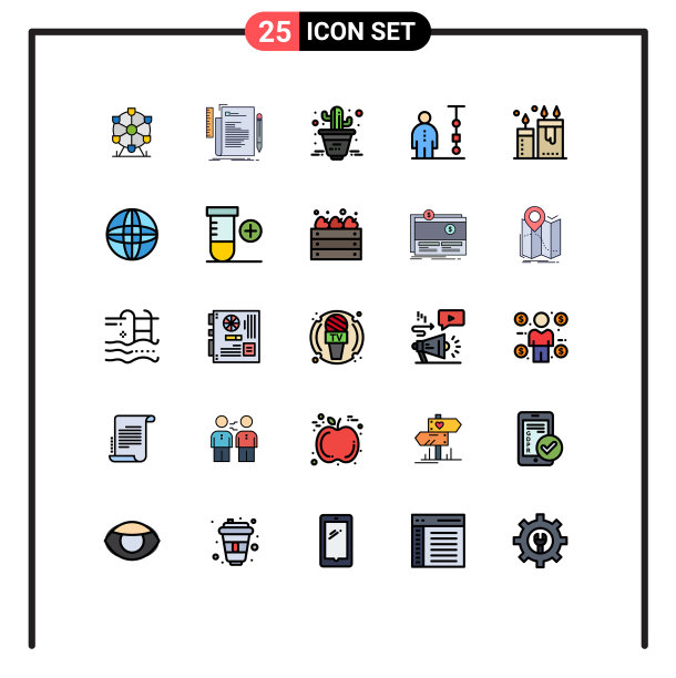 用户界面包25基本填充线平图片下载