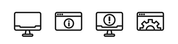 计算机设置信息，显示技术隔离图标设置，矢量数字pc信息参数采集插图图片下载