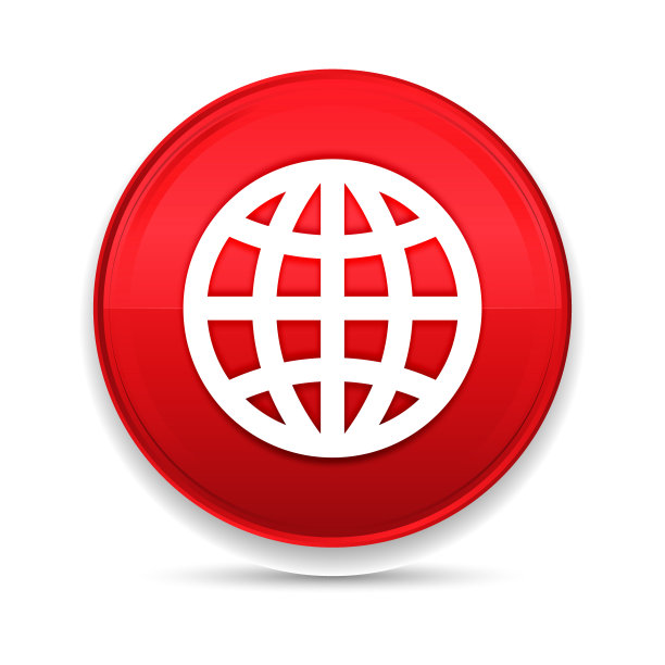 世界图标闪亮豪华设计红色按钮向量图片下载