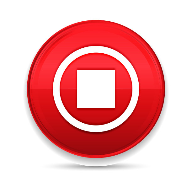 停止播放图标闪亮豪华设计红色按钮矢量图片下载