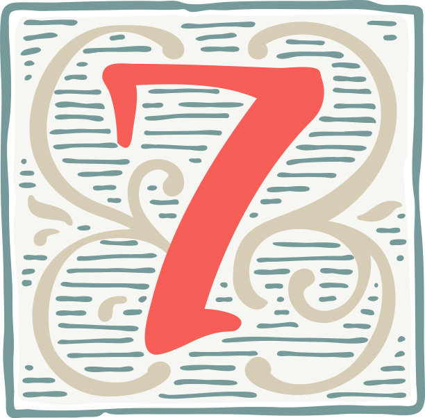 七号文艺复兴标志与线条图案图片下载