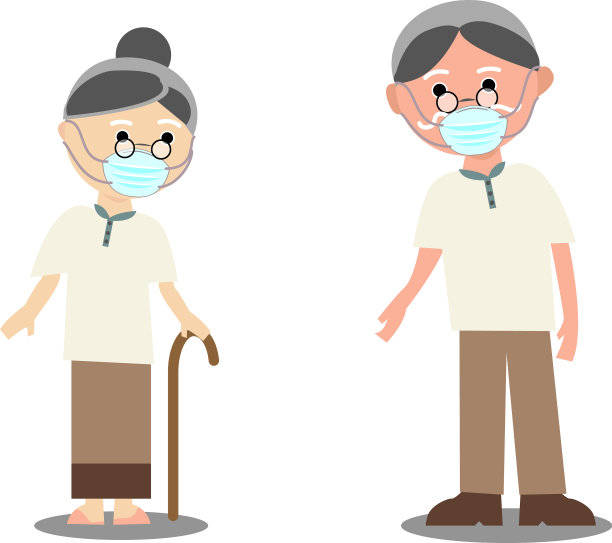 戴防护医用口罩的老人图片下载