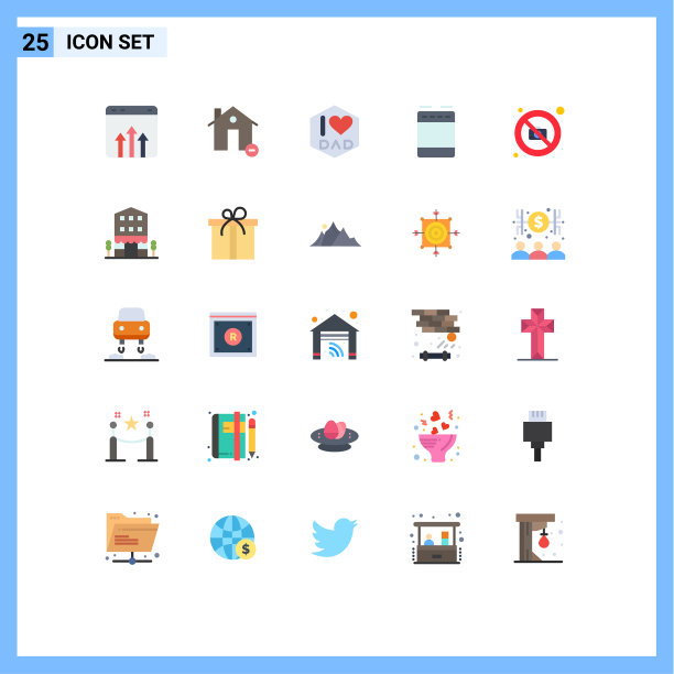 为相机厨房设置25个平面颜色图片下载