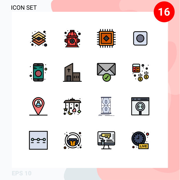 16主题平色填充线条和可编辑图片下载