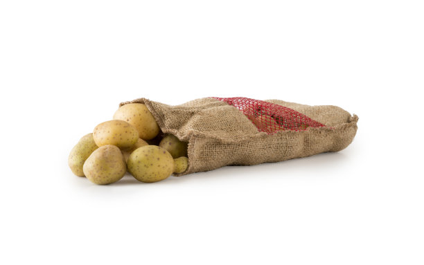 粗麻袋里的熟土豆图片下载