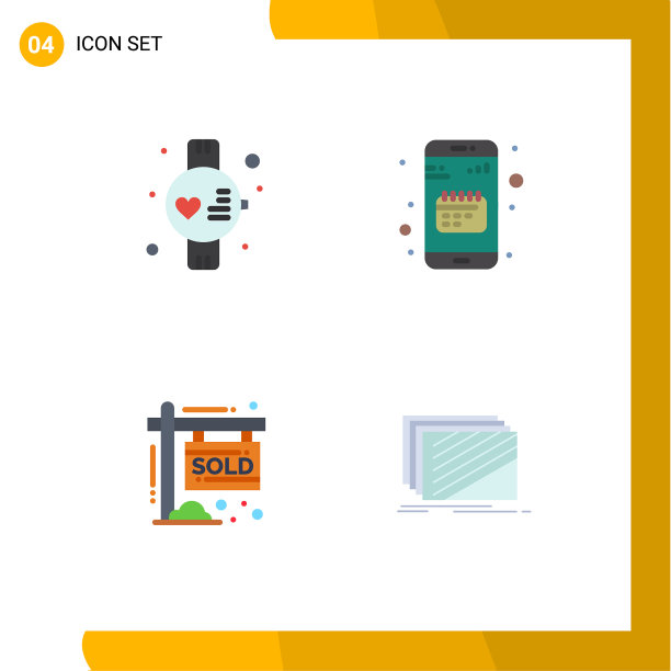 移动界面平面图标设置4个象形图图片下载