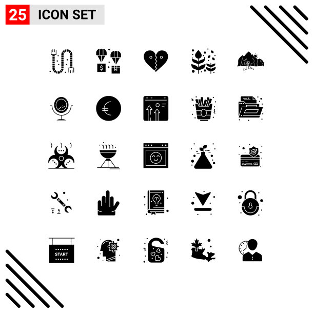 组25现代固体象形文字设置叶吹图片下载