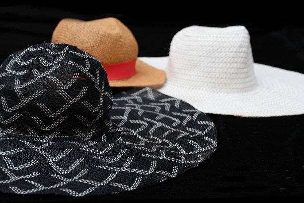 女人的帽子:黑色，棕色和白色的背景。图片下载