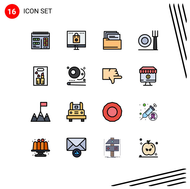 包16条创意平色填充线条图片下载