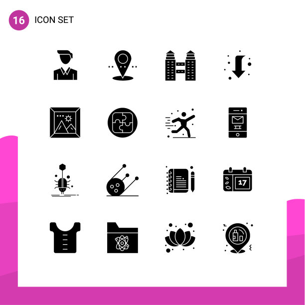 可编辑的线包16个简单的固体字形图片下载