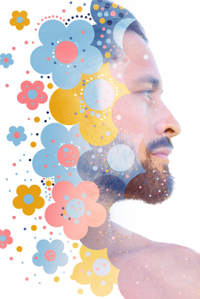 肖像结合数字插图图片下载