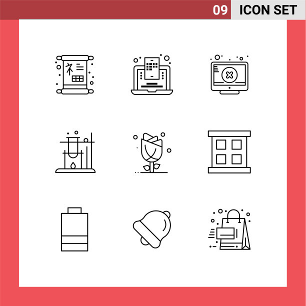 象形文字集9个简单的花朵轮廓图片下载