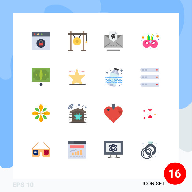 16个通用的单色标志象征着商业图片下载