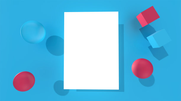 3d渲染传单海报模型在蓝色的背景图片下载