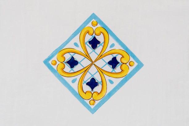 传统华丽的意大利维特里装饰瓷砖，色彩丰富的背景图片下载