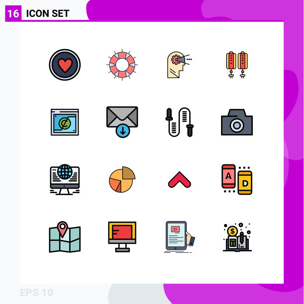 包16条创意平色填充线条图片下载