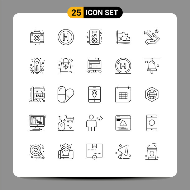 股票图标包25行符号和符号图片下载