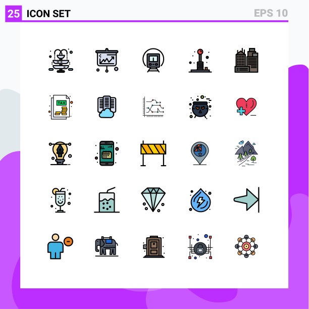 用户界面包25基本填充线平图片下载