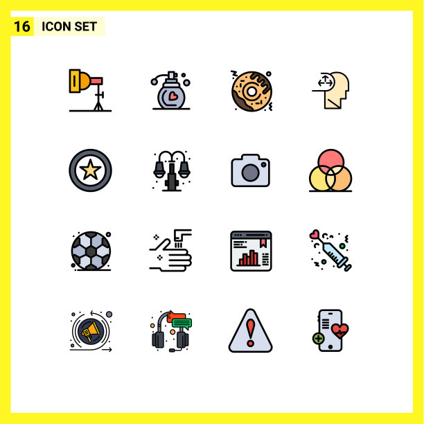 包16条创意平色填充线条图片下载