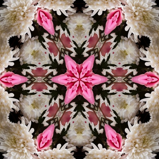 抽象万花筒花卉图案背景图片下载