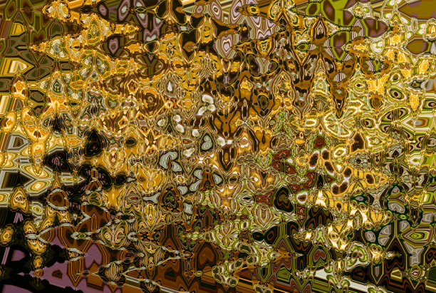 花卉主题上抽象的锯齿形波浪图案。日本金银花照片的艺术图像处理。美丽的多色图案在黄色，棕色，灰色调。背景图像图片下载