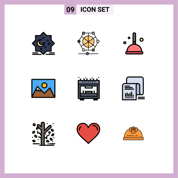 象形图设置9个简单的填充线平色图片下载